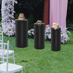 3PCS Black Cylinder Pedestal Stands for Party Round Metal Pedestal Display Stands Dessert Table Decoration Pillars Cake Pedestal Plant Stands for Party Birthday Wedding Props - Image 5
