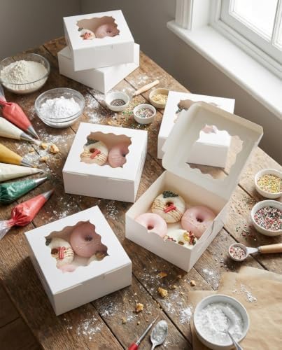 Bakepacker Cookie Boxes With Window, White, 6x6x3 inches, 100pcs - Image 6