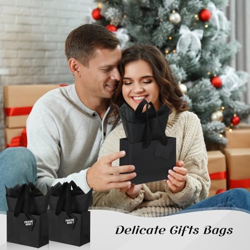 Zhanmai 4.7 x 2.4 x 3.9 Inch 100 Pcs Mini Gift Bags Bulk, Black - Image 5