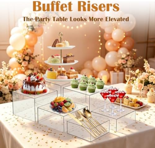 6 PCS Buffet Risers and Stands, Dessert Food Display for Buffet Table - Image 3