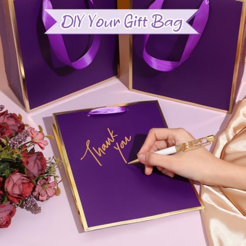 Yeaqee 100 Pcs Metallic Paepr Gift Bags Bulk with Handles,Purple - Image 4