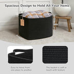 Goodpick 50L Large Woven Rope Storage Basket with Handles, Black - Image 3