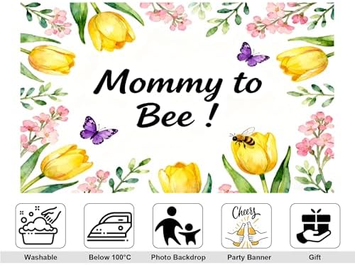 16x10ft Mommy to Bee Backdrop Floral Wildflower Baby Shower Party Gender Reveal Honeycomb Pattern Sweet as Can Photography Background Party Banner Decorations Photo Studio Props - Image 2