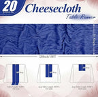 20 Packs Cheesecloth Table Runner 10FT Long Boho Gauze Fabric Table Runner Vintage Rustic Sheer Runners for Wedding Party Bridal Baby Shower Table Decorations (Royal Blue) - Image 4