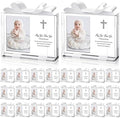 Vercraft 24 Set Baptism Picture Frame 3.5 x 5 Acrylic Baby Shower Baptism Favor Christening Gifts for Boy Girl with Plastic Crystal Boxes and Satin Ribbon Bows for Religious First Communion(White) by Vercraft