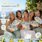 Vercraft 25 Sets Lemon Folding Fans, Wedding Favors for Guests with Bags - Image 3