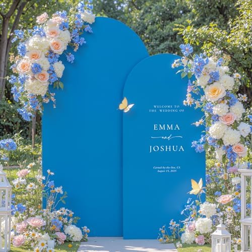 Baby Blue and Royal Blue Arch Cover 2 Set-7.2FT and 6FT Arch Backdrop Cover Spandex Fitted Wedding Arch Stand Covers for Baby Shower Boy Birthday Party Gender Reveal Photo Background Decorations - Image 5