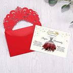 DORIS HOME 50pcs Red Personalized Laser Cut Flora Lace Invitation Cards - Image 3