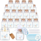 Reallnaive 24 Sets Bear Baby Shower Candle Favors for Guests Including 1.5 oz Unscented Jar Candles with Thank Tags and Return Gift Bags for Boy Girl Baby Shower Neutral Gender Reveal Party (Blue) by Reallnaive
