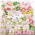 Bear Baby Shower Decorations, Pink Baby Shower Decorations with Oh Baby Backdrop Banner Plates Napkins Bear Tablecloth Balloon Arch Box for 1st Boy Girl Birthday Party by Unknown