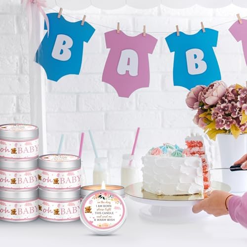 MTLEE Bear 24 Pcs Baby Shower Party Favors Candles Lavender Scented Baby Shower Favors for Guests Rustic Tealights Candles Gender Reveal Return Gifts(Pink, 1.2 oz) - Image 5