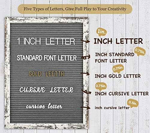 Felt Letter Board 12x16 Inch Rustic Wood Frame - Pre Cut & Sorted 725 Letters with Stand, Cursive Style Letters, Big Letters, Plastic Organizer, Shabby Chic Vintage Decor - Image 3