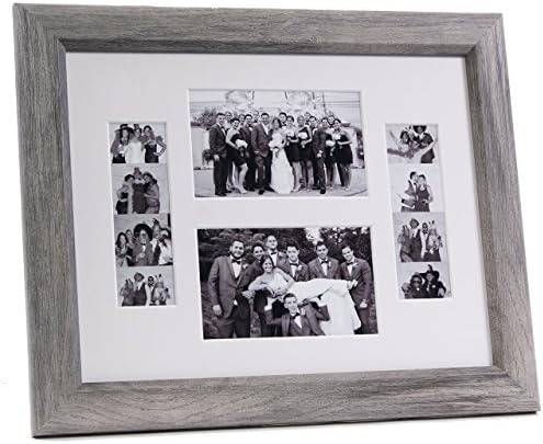 Creative Picture Frames 2-46-11X14Dw-W Driftwood Event Photo Booth Frame Holds 2-4 By 6 And 2-2 By 6-Inch Photographs With White Collage Mat And Stand by CreativePictureFrames