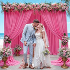 Hot Pink Backdrop Curtain 4 Panels-Wrinkle-Free Polyester Photography Drapes for Wedding Party Photo Background Decorations- 16 X10FT (Hot Pink) - Image 4