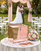 Rose Gold Acrylic Wedding Card Box with Slot and Lock, Mirror Acrylic Card Holder for Reception, Graduation, Bridal & Baby Shower, Birthday Party, Shiny Decorative Gift Boxes for Cards and Money - Image 6