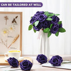 100 Pcs Artificial Rose Flowers, Purple - Image 3