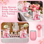 Talltalk 6 Sets Baby Shower Prizes for Game Wedding Bridal Shower Winners Gifts Guest Favors Luggage Tag Handheld Fan Cup Notebooks Silk Eye Mask Ballpoint Pen Card Bags(Pink) - Image 6