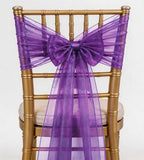 50 Wedding Organza Purple Chair Sashes - Sheer Chair Bows for Party Banquet Hotel Restaurant Birthday Bridal Shower Engagement Events Decorations by WENSINL