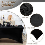 Fixwal 10 Pack 6FT Black Tablecloth Rectangle Spandex Fitted Table Cover - Image 2