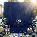 40ft×12ft Wrinkle Free Navy Blue Backdrop Curtain for Wedding Parties, 8 Panels 5×12ft Long Silky Polyester Fabric Backdrop Drapes Photo Back Drop Cloth for Graduation Photography Background by ENJOYYOURPARTY