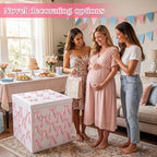 Kolldenn Extra Large Gender Reveal Gift Box with Lid, 28x28x28 Bows,Pink - Image 6