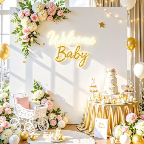 White Square Arch Backdrop Cover 6.6x6.6FT, Double-Sided Stretchy Spandex Fabric Fits Square Arch Backdrop Stand, White Background Backdrop for Wedding Baby Shower Birthday Party Decorations - Image 6
