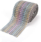 Craftdady 10 Yards Flower Rhinestone Mesh Wrap 16 Rows Faux Diamond Bling Mesh Ribbon for Wedding Cakes Birthday Baby Shower Decorations DIY Crafts by Craftdady