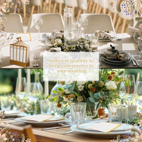 Cocktail Napkins Bulk 2 Ply White Napkins with Gold Trim, 400 Pcs - Image 4
