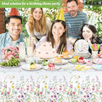 Funnymoom 452 Pcs Wildflower Party Supplies Include Spring Floral Disposable Paper Plates Napkins Cups Tablecloth and Cutlery Straws for Wedding Garden Tea Party Decoration Bridal Shower Baby Shower - Image 5