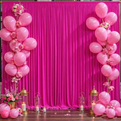 6 Panels Hot Pink Backdrop Curtain for Parties Fuchsia Wrinkle Free 30ft x 10ft Backdrop Drapes Panels for Baby Shower Birthday Photo Photography Polyester Fabric Background Decoration - Image 4