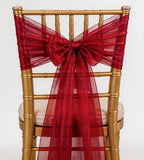 Organza Burgundy Chair Sashes 50 Pack 7x108 inches Sheer Chair Bows for Wedding Party Birthday Banquet Hotel Restaurant Bridal Shower Engagement Event Decorations Tulle Chairs Knots Ties by WENSINL