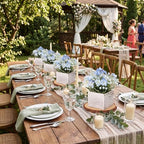 Leinuosen 16 Pcs Wedding Centerpieces Decor Set 8 x 4-inch Rustic Wood Cube Planter Box with 8 x Natural Wood Slices Tabletop Floral Arrangements for Baby Shower Home Garden Decorations(White) - Image 6