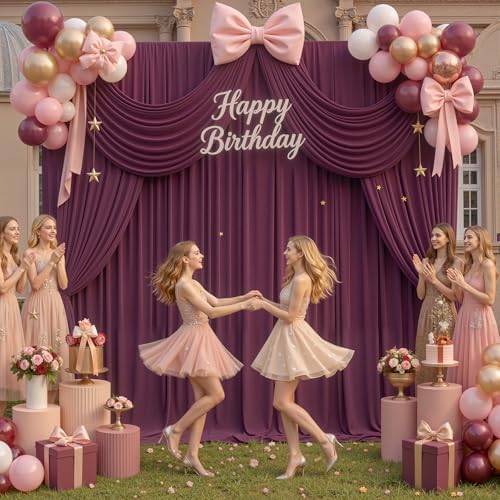 gogoparti 50ft x 12ft Burgundy Wrinkle-Free Backdrop Curtain for Wedding Parties, Thick Polyester 10 Panels 5x12ft for Wedding Birthday Baby Shower Halloween Photography Party Background - Image 5
