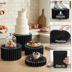 Foldable Cake Stand, Reusable Buffet Risers with Acrylic Tops, 6 Pcs, Black - Image 3