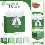 MotiMind 12 Sets 13" Large Gift Bags with Tissue Paper and Greeting Card, Green Sage Leaf Paper Gift Bags with White Bow for Wedding Birthday Anniversary Back to Baby Shower Summer Party Supplies - Image 4
