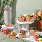 200 Pack Aluminum Cupcake Liners with Lids,Rose Gold,Plain - Image 3