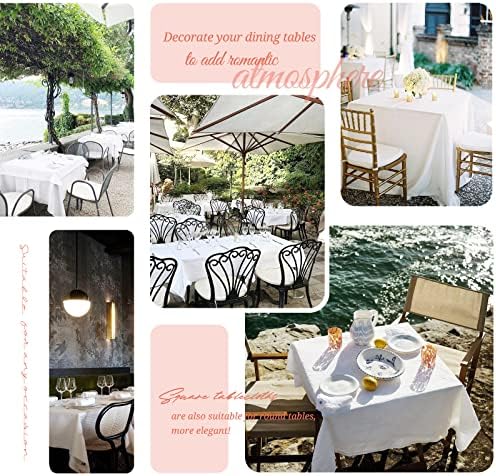 Showgeous 85x85 Inch White Square Tablecloths, Polyester Table Covers - Image 5