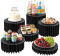 Foldable Cake Stand, Reusable Buffet Risers with Acrylic Tops, 6 Pcs, Black by iobiotio
