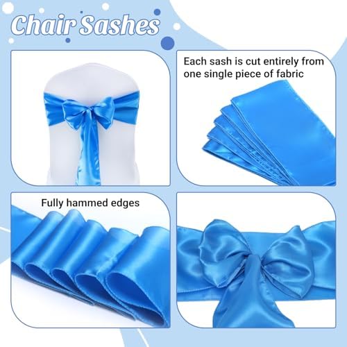 MDS® Pack of 125 Satin Chair Sashes for Wedding & Events – Blue - Image 5