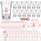 Funnymoom 50 Sets Pink Teddy Bear Baby Shower Decorations Girl We Can Bearly Wait Party Favors Birthday Gifts for Guests Acrylic Clear Shot Glasses Thank You Tags with Organza Bags for Gender Reveal by Funnymoom