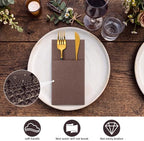Cindeer 150 Pcs Coffee Linen Dinner Napkins with Built in Flatware - Image 6