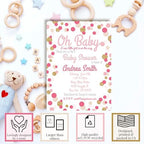 Amanda Creation Custom Baby Shower Invites Pink and Gold Polka Dot Baby Shower Invitation 20 5x7 Personalized Invites With Envelopes - Image 2
