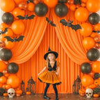 Orange Backdrop Curtain 10 Panels-Wrinkle-Free Curtains Polyester Photography Drapes for Baby Shower Birthday Party Photo Background Backdrop Stand- 40 X10FT (Orange) - Image 3