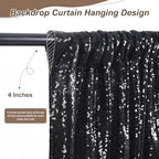 Black Backdrop Curtains 2 Pcs 5FTx10FT Sequin Party Curtains Seamless Background for Parties Halloween Decoration - Image 4