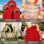 Set of 3 Metal Arch Backdrop Stands with Red Covers, 4/5/6FT - Image 7