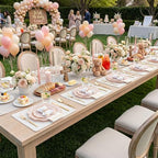 WDF 350Pcs Pink Plastic Plates - Pink and Gold Disposable Plates 50Guest Plastic Dinnerware for Baby Shower/Birthday/Wedding/Mother's Day - Image 4