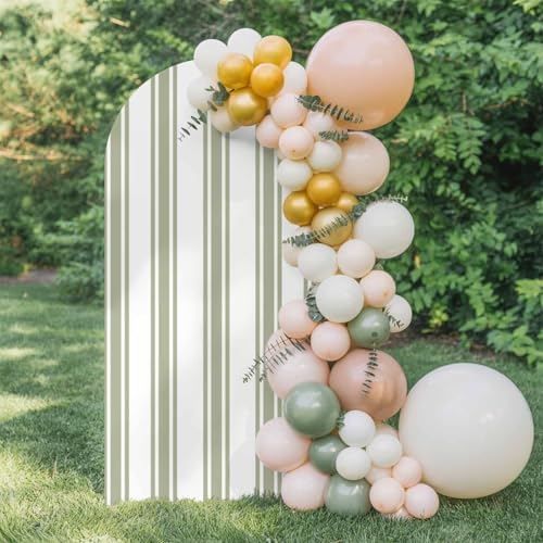Strip Spandex Arch Backdrop Cover for Balloon Garland, Rustic Farmhouse Strip Green Double-Sided Chiara Backdrop Stand Cover, Elastic Background for Birthday Party, Baby Shower Decor 6.6FT - Image 2
