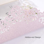 Glitter Purple Pink Wedding Invitations with RSVP and Envelopes Blank 50pcs - Image 5
