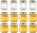 16 oz Hexagon Glass Honey Jars with Lids, 12 Pack Mason Jars by Encheng