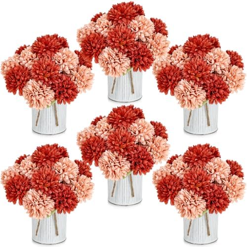 6 Set Terracotta Pre-Made Flower Table Centerpieces for Fall Decor by SEKNHOP